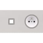 MODELEC - Façade Empreintes VOLUME Blanc Double Horizontale 1 bouton Prise de Courant M