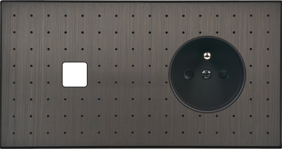 MODELEC - Façade Empreintes POINT Canon de Fusil Double Horizontale 1 bouton PC M