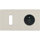 MODELEC - Façade "M" Nickel Brosse Double Horizontale 1 Bouton 1 Prise magnétique