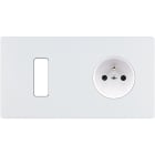MODELEC - Façade "M" Blanc Mat Double Horizontale 1 Bouton 1 Prise magnétique