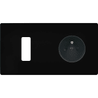 MODELEC - Façade "M" Noir Mat Double Horizontale 1 Bouton 1 Prise magnétique