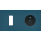 MODELEC - Façade "M" Gris Mat Double Horizontale 1 Bouton 1 Prise magnétique