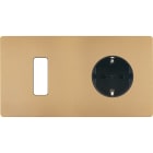 MODELEC - Façade "M" Laiton Sable Double Horizontale 1 Bouton 1 Prise Schuko magnétique