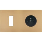 MODELEC - Façade "M" Laiton Sable Double Horizontale 1 Bouton 1 Prise magnétique