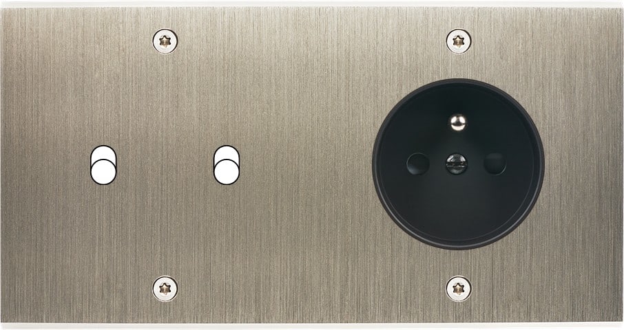MODELEC - Façade Confidence Laiton Acier Brosse Double Horizontale B2 PC à Vis