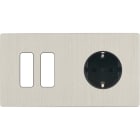 MODELEC - Façade "M" Nickel Brosse Double Horizontale 2 Boutons 1 Prise Schuko magnétique