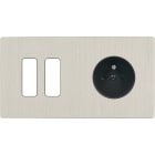 MODELEC - Façade "M" Nickel Brosse Double Horizontale 2 Boutons 1 Prise magnétique