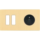 MODELEC - Façade "M" Laiton Brosse Double Horizontale 2 Boutons 1 Prise magnétique