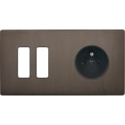 MODELEC - Façade "M" Laiton Canon De Fusil Double Horizontale 2 Boutons 1 Prise magnétique