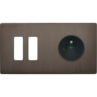 MODELEC - Façade "M" Laiton Canon De Fusil Double Horizontale 2 Boutons 1 Prise magnétique