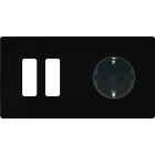 MODELEC - Façade "M" Noir Mat Double Horizontale 2 Boutons 1 Prise Schuko magnétique