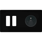 MODELEC - Façade "M" Noir Mat Double Horizontale 2 Boutons 1 Prise magnétique