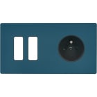 MODELEC - Façade "M" Gris Mat Double Horizontale 2 Boutons 1 Prise magnétique