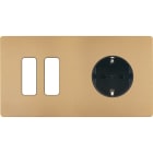 MODELEC - Façade "M" Laiton Sable Double Horizontale 2 Boutons 1 Prise Schuko magnétique