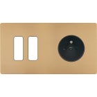 MODELEC - Façade "M" Laiton Sable Double Horizontale 2 Boutons 1 Prise magnétique