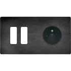 MODELEC - Façade "M" Acier Verni Double Horizontale 2 Boutons 1 Prise magnétique