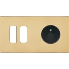 MODELEC - Façade "M" Laiton Verni Double Horizontale 2 Boutons 1 Prise magnétique