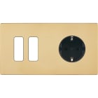 MODELEC - Façade "M" Laiton Miroir Double Horizontale 2 Boutons 1 Prise Schuko magnétique