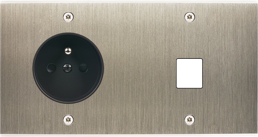 MODELEC - Façade Confidence Laiton Acier Brosse Double Horizontale PC M1 à Vis