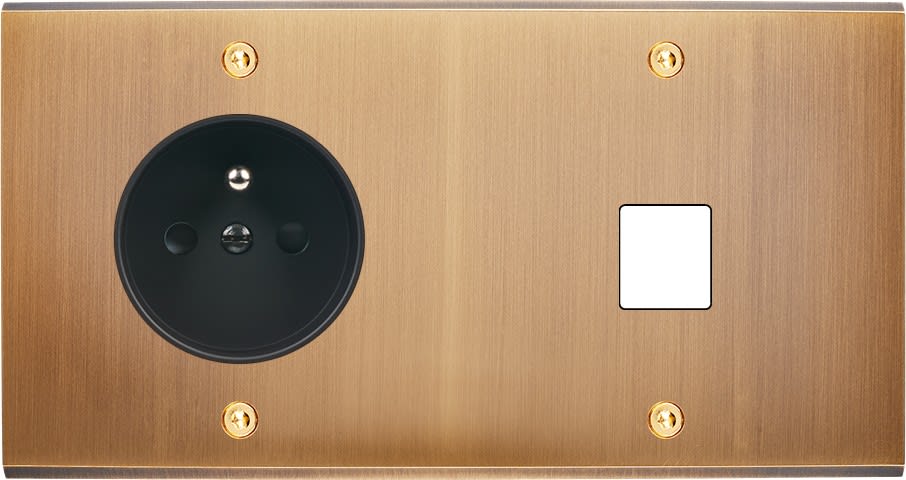 MODELEC - Façade Confidence Laiton Vieux Bronze Double Horizontale PC M1 à Vis