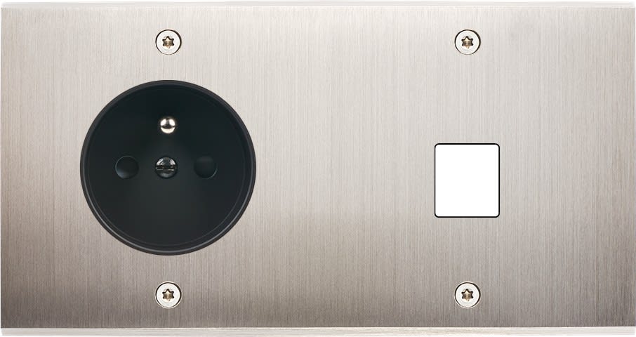 MODELEC - Façade Confidence Laiton Nickel Satine Double Horizontale PC M1 à Vis