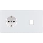 MODELEC - Façade "M" Blanc Mat Double Horizontale 1 Prise Schuko 1 Media magnétique