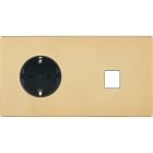 MODELEC - Façade "M" Laiton Verni Double Horizontale 1 Prise Schuko 1 Media magnétique