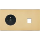 MODELEC - Façade "M" Laiton Verni Double Horizontale 1 Prise 1 Media magnétique