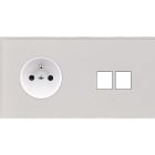 MODELEC - Façade Empreintes ANGLE Blanc Double Horizontale Prise de Courant Double Média M