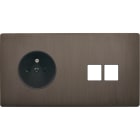 MODELEC - Façade "M" Laiton Canon De Fusil Double Horizontale 1 Prise 2 Media magnétique