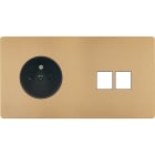 MODELEC - Façade "M" Laiton Sable Double Horizontale 1 Prise 2 Media magnétique