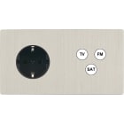 MODELEC - Façade "M" Nickel Brosse Double Horizontale 1 Prise Schuko 1 Tv-Fm-Sat magnétiq