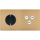 MODELEC - Façade "M" Laiton Sable Double Horizontale 1 Prise Schuko 1 Tv-Fm-Sat magnétique