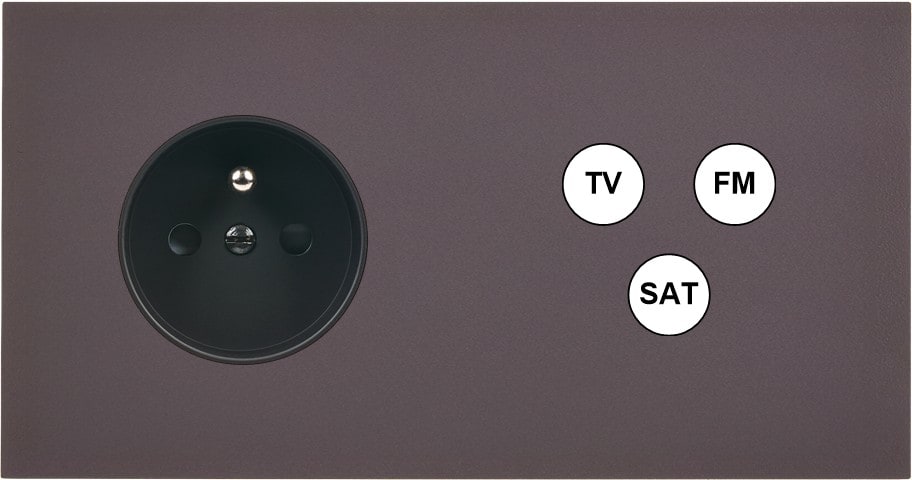 MODELEC - Façade Désir Anthracite Mat Double Horizontale PC Tv-Fm-Sat