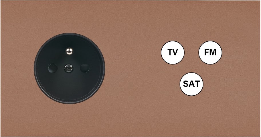 MODELEC - Façade Désir Moka Mat Double Horizontale PC Tv-Fm-Sat