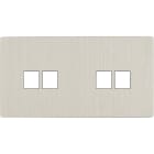 MODELEC - Façade "M" Nickel Brosse Double Horizontale 2 Media 2 Media magnétique