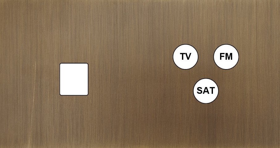 MODELEC - Façade Empreintes PLAN Vieux Bronze Double Horizontale Média Prise TV FM SAT M