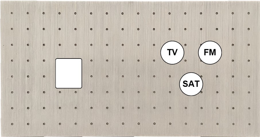 MODELEC - Façade Empreintes POINT Nickel Satiné Double Horizontale Média Prise TV FM SAT M