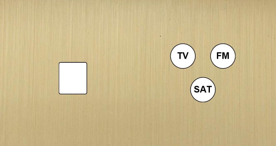 MODELEC - Façade Empreintes PLAN Laiton Satiné Double Horizontale Média Prise TV FM SAT M