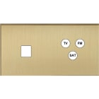 MODELEC - Façade Empreintes ANGLE Laiton Satiné Double Horizontale Média Prise TV FM SAT M