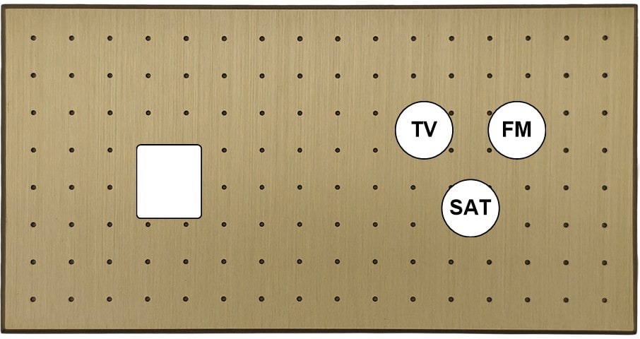 MODELEC - Façade Empreintes POINT Laiton Satiné Double Horizontale Média Prise TV FM SAT M