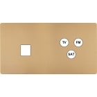 MODELEC - Façade "M" Laiton Sable Double Horizontale 1 Media 1 Tv-Fm-Sat magnétique