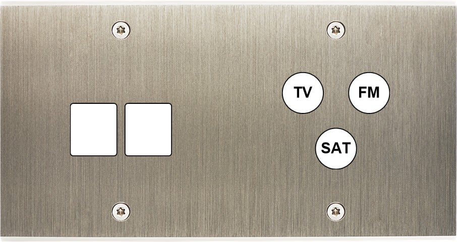 MODELEC - Façade Confidence Laiton Acier Brosse Double Horizontale M2 C3 à Vis