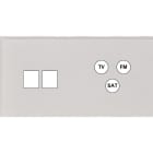 MODELEC - Façade Empreintes ANGLE Blanc Double Horizontale Double Média Prise TV FM SAT M