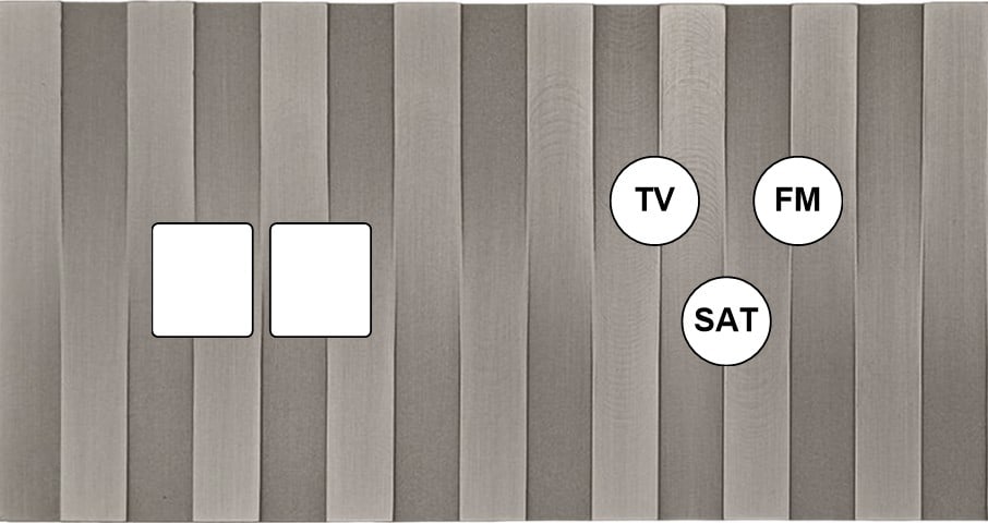 MODELEC - Façade Empreintes LIGNE Nickel Sat Double Horiz Double Média Prise TV FM SAT M
