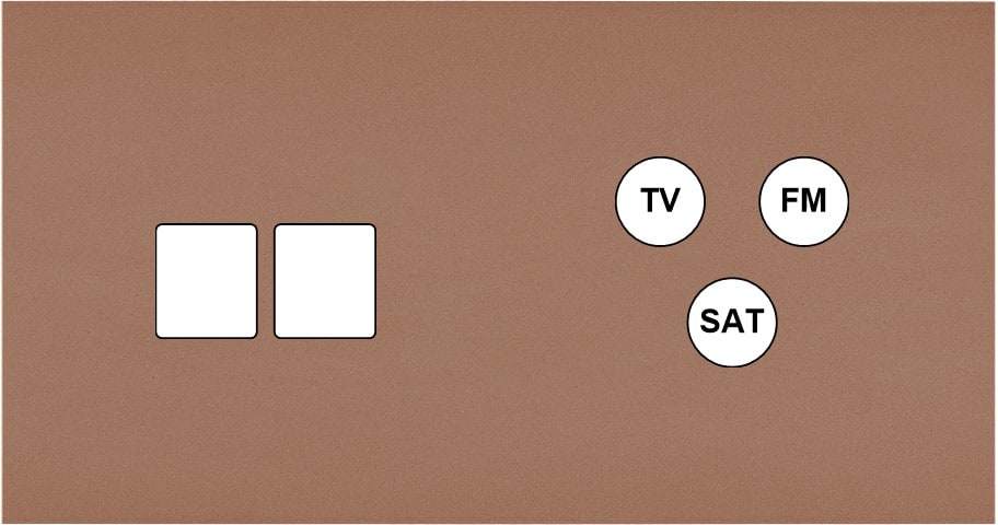 MODELEC - Façade Désir Moka Mat Double Horizontale 2 Medias Tv-Fm-Sat