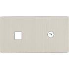 MODELEC - Façade "M" Nickel Brosse Double Horizontale 1 Media 1 Prise Tv magnétique