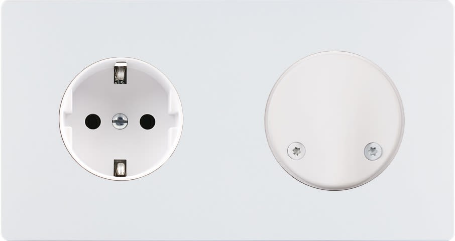 MODELEC - Façade "M" Blanc Mat Double Horizontale 1 Prise Schuko SC magnétique