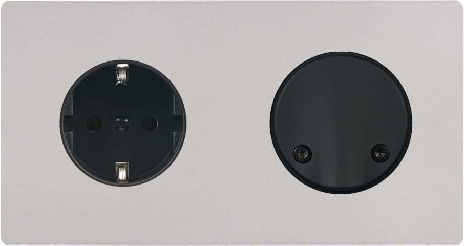 MODELEC - Façade "M" Nickel Sable Double Horizontale 1 Prise Schuko SC magnétique