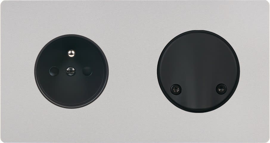 MODELEC - Façade "M" Nickel Sable Double Horizontale 1 Prise SC magnétique